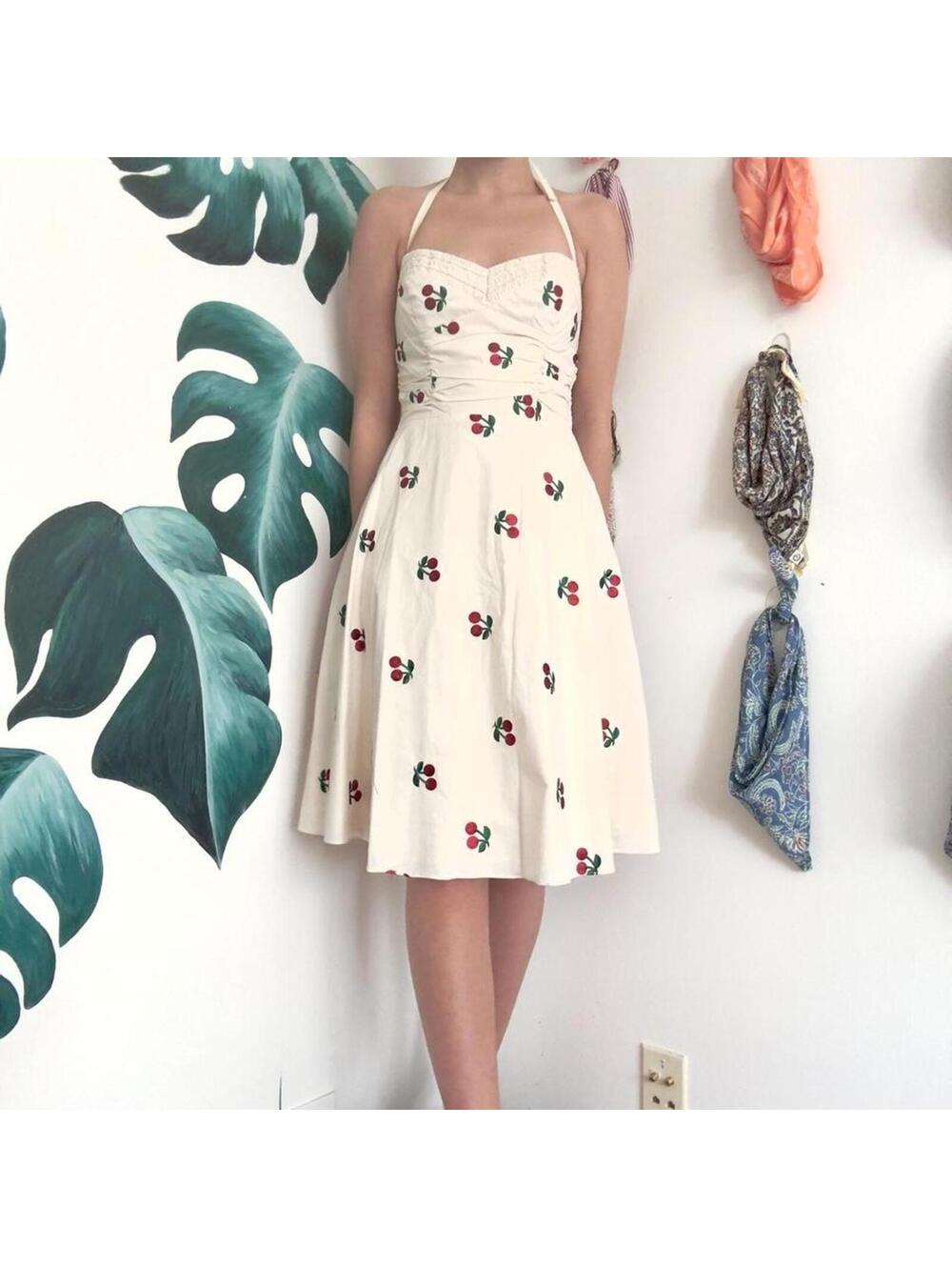 Vintage Cherry Print Betsey Johnson Pinup Dress